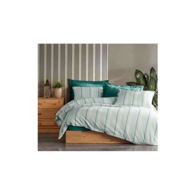 Şaheser Home Collection İplik Boyalı Nevresim Takımı Avva Turkuaz