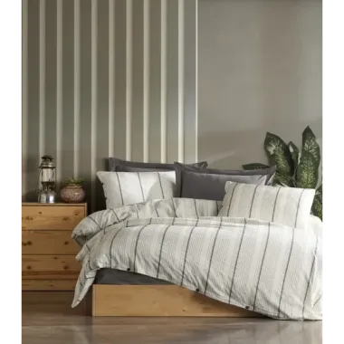 Şaheser Home Collection İplik Boyalı Nevresim Takımı Avva Antrasit