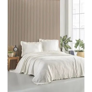 Şaheser Home Collection Yatak Örtüsü Çift Kişilik İlda Krem