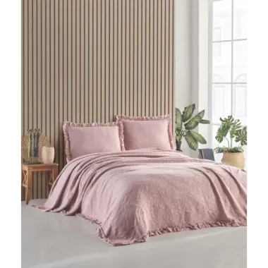 Şaheser Home Collection Yatak Örtüsü Çift Kişilik İlda Pudra