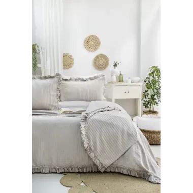 Şaheser Home Collection Yatak Örtüsü Çift Kişilik Marta Bej