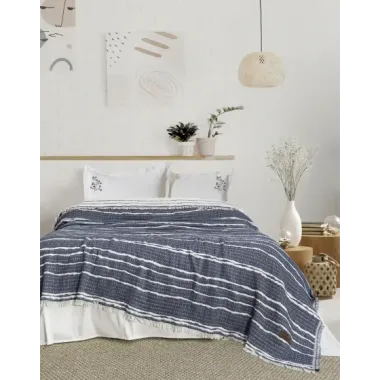 Şaheser Home Collection Yatak Örtüsü Seti Sera Lacivert