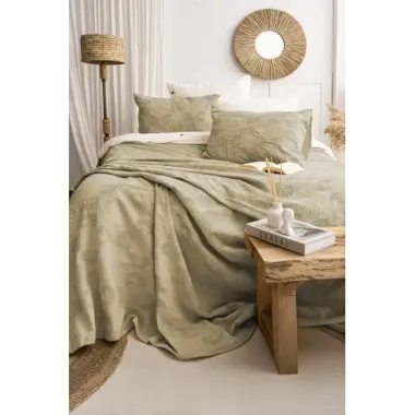 Şaheser Home Collection Yatak Örtüsü Çift Kişilik İtalo Haki