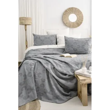 Şaheser Home Collection Yatak Örtüsü Çift Kişilik İtalo Antrasit