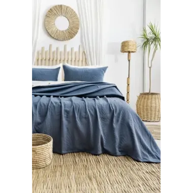 Şaheser Home Collection Yatak Örtüsü Çift Kişilik Silvia İndigo