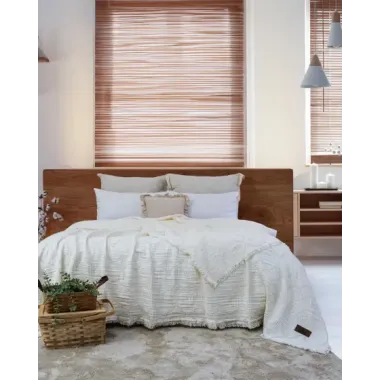 Şaheser Home Collection Müslin Yatak Örtüsü Çift Kişilik Oscar Krem