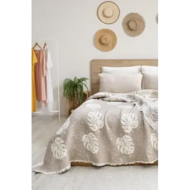 Şaheser Home Collection Yatak Örtüsü Seti Çift Kişilik Forest Bej