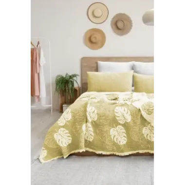 Şaheser Home Collection Yatak Örtüsü Seti Çift Kişilik Forest Sarı