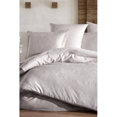 Şaheser Home Collection Jakarlı Saten Çift Kişilik Nevresim Takımı Talia A.Gri