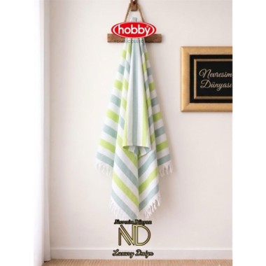 Hobby Stripe Yeşil Plaj Havlusu 70x140