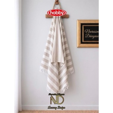 Hobby Stripe Kahve Plaj Havlusu 70x140