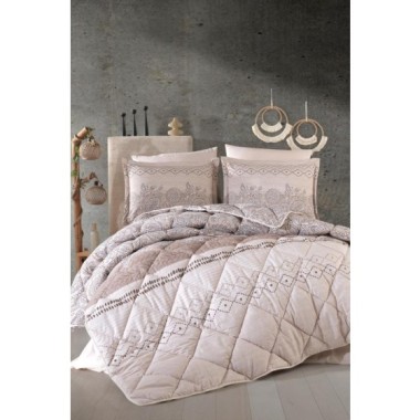 Clasy Çift Kişilik Ranforce Yorgan Seti Mahfer V1 Bej