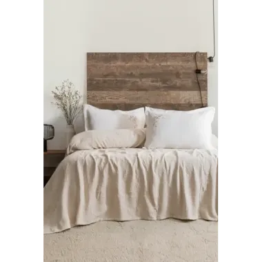 Şaheser Home Collection Yatak Örtüsü Seti Çift Kişilik Derek Bej
