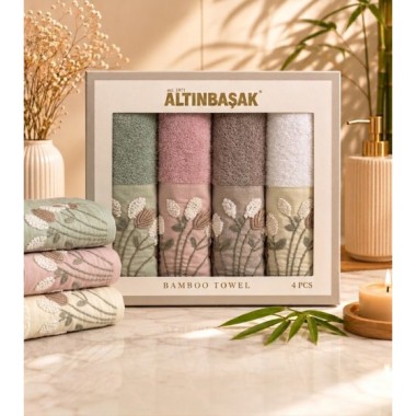 Altınbaşak Bambu 4´lü 50x90 El Havlusu Lana