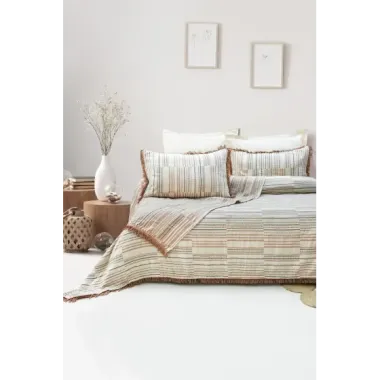 Şaheser Home Collection Yatak Örtüsü Çift Kişilik Müslin Lia Kiremit