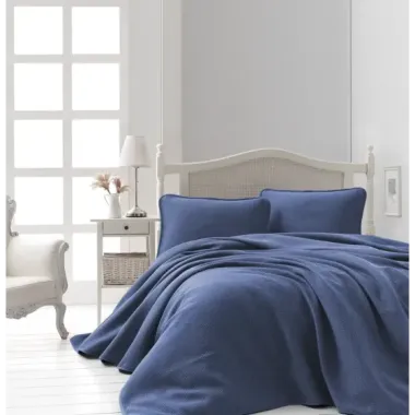 Şaheser Home Collection Jakarlı Yatak Örtüsü Seti Liv Lacivert
