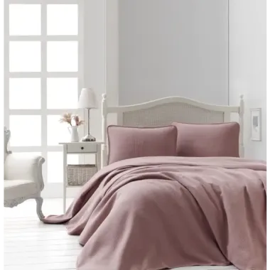 Şaheser Home Collection Jakarlı Yatak Örtüsü Seti Liv Pudra
