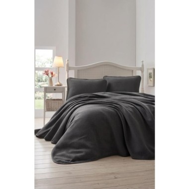 Şaheser Home Collection Jakarlı Yatak Örtüsü Seti Liv Siyah