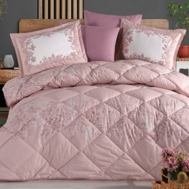 Clasy Çift Kişilik Ranforce Yorgan Seti Serel Pembe