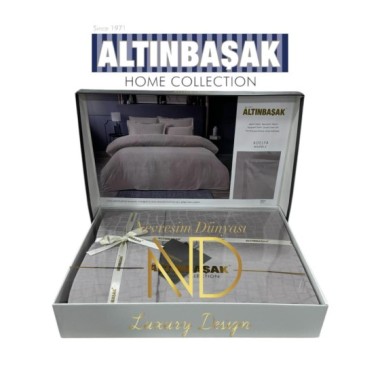 Altınbaşak Jakarlı Saten Çift Kişilik Nevresim Takımı Adelya Marble
