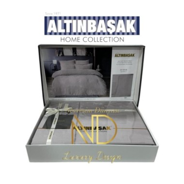 Altınbaşak Jakarlı Saten Çift Kişilik Nevresim Takımı Minna Marble