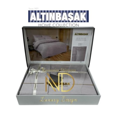 Altınbaşak Jakarlı Saten Çift Kişilik Nevresim Takımı Perle Marble