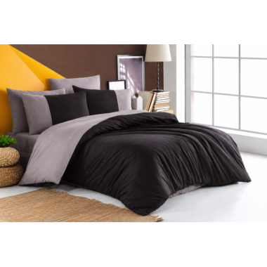Hobby Kingsize Poplin Nevresim Diamond Siyah Antrasit