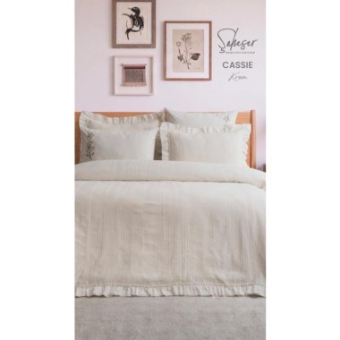 Şaheser Home Collection Yatak Örtüsü Çift Kişilik Cassie Krem