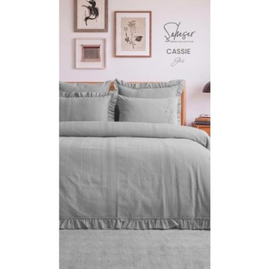 Şaheser Home Collection Yatak Örtüsü Çift Kişilik Cassie Gri