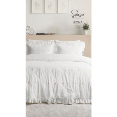 Şaheser Home Collection Jakarlı Nevresim Takımı Çift Kişilik Leona Bej