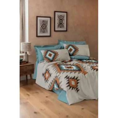 Cotton Box Ethnic  Çift Kişilik Nevresim Takımı Nomad Mint