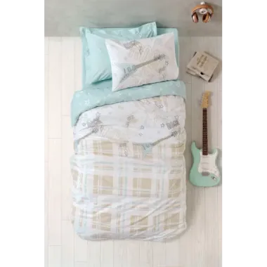 Cotton Box Genç Ranforce Nevresim Takımı Tek Kişilik Riff Mint