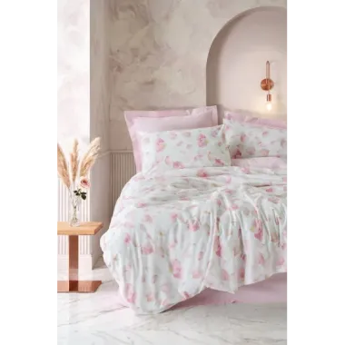 Cotton Box Modeline Çift Kişilik Nevresim Takımı Rosalie Pembe