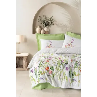 Cotton Box Modeline Çift Kişilik Nevresim Takımı Meadow Yeşil